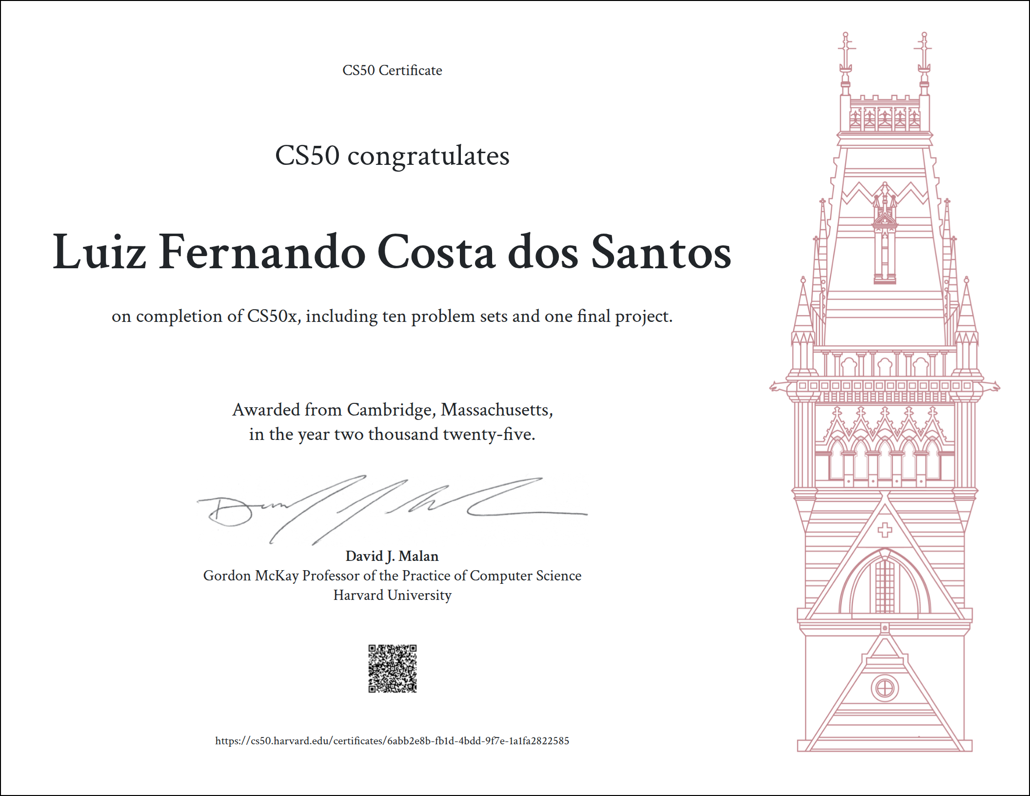 CS50x Certification