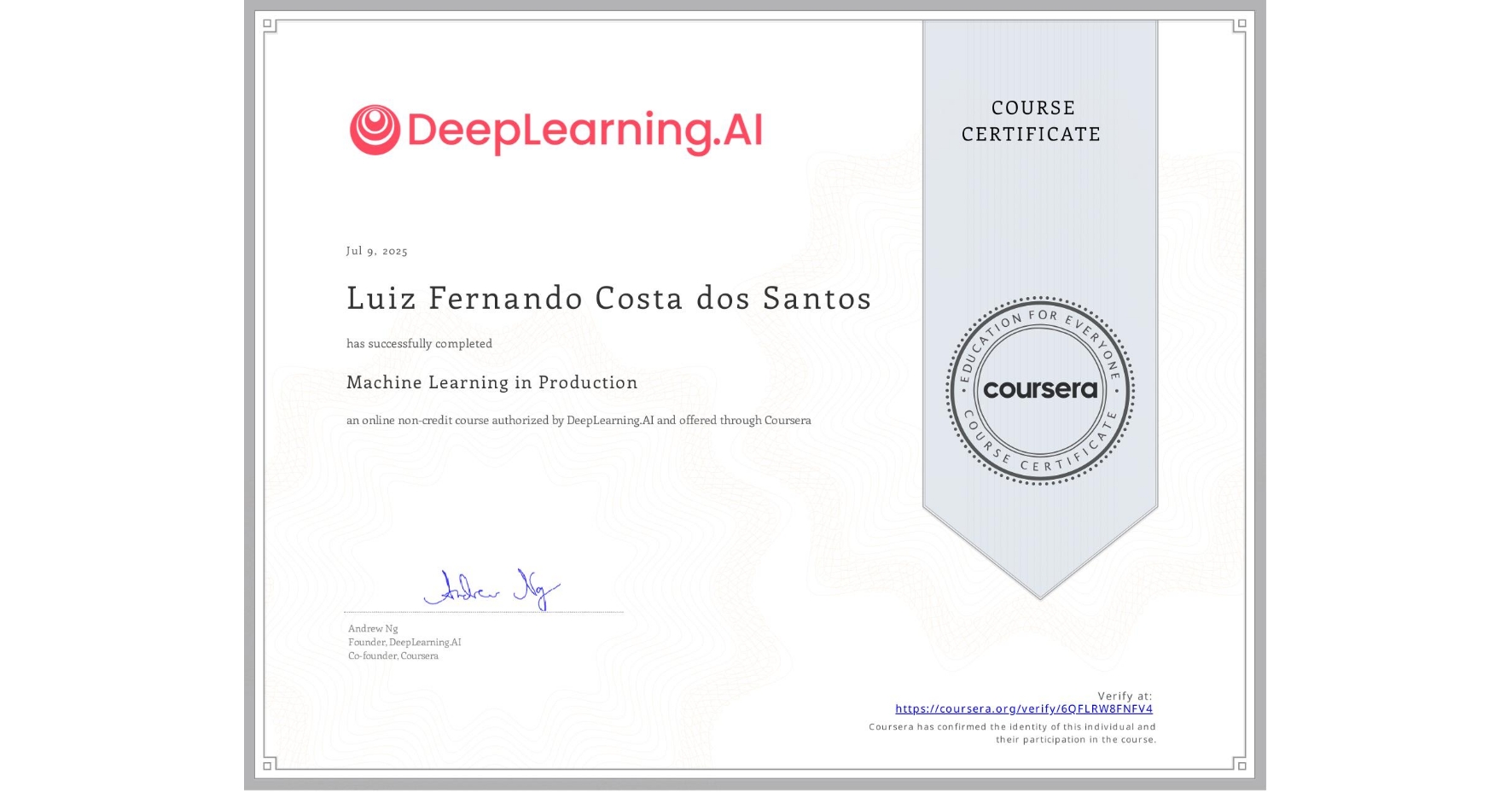 ML in Production Certification